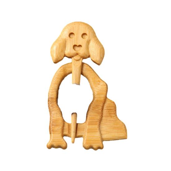 Wooden Animal Brooch Cute Dog Cat Sweater Pin Handcrafted Bird Rabbit Bear Turtle Scarf Brooch Pin for Sweaters Scarves Shawls