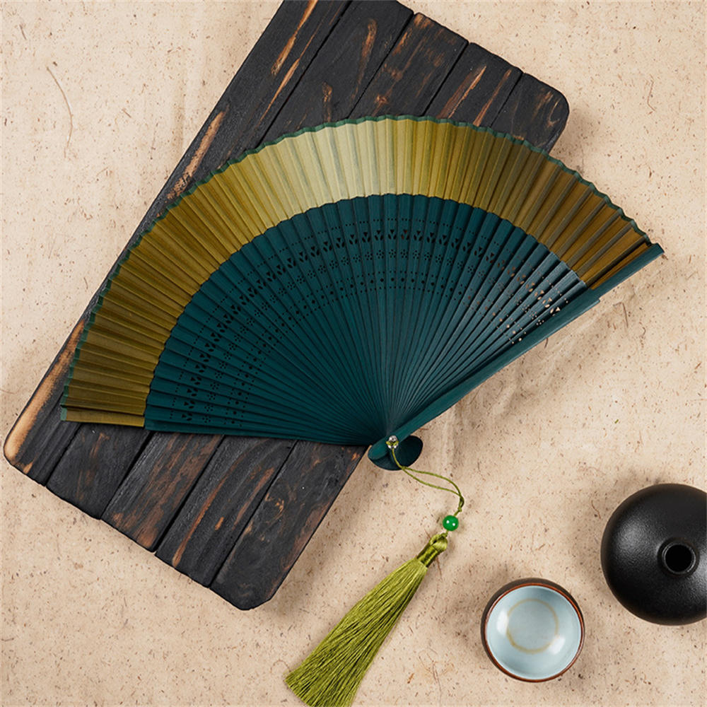Carved Bamboo Folding Fan Wedding Party Dance Hand Fan Prop Home Decor Chinese Art Craft Wooden Vintage Hollow Antiquity Fan NEW