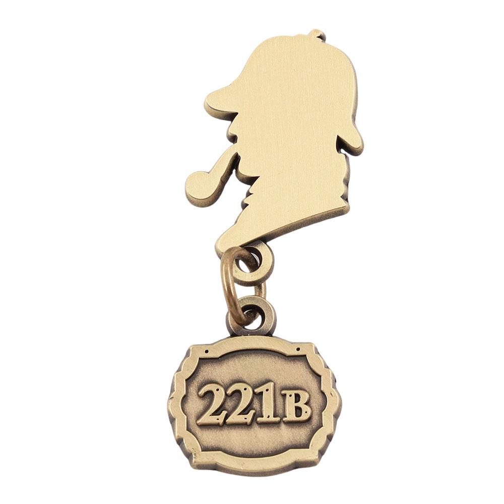 

221B Детективна резиденція Вінтажна металева брошка - Подарунок класичної літератури антична бронзова кольору