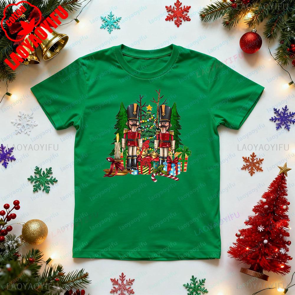 Nutcracker Christmas Shirt Holiday Party Clothes Christmas Family Costumes Women Casual Printed Shirt Xmas Unisex Cotton TSHIRT