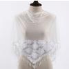 Korean Women Winter Long Neck Protection Plush Warm ShawlSolid Sequin Fragmented Flower Embroidery Lace Tassel Triangle Scarf
