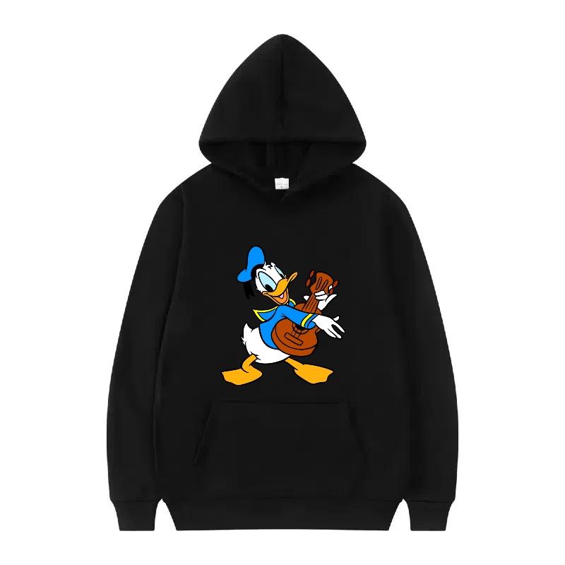 Disney Donald Duck Muster Damen Fleece Sportlich Locker Grau Herbst Oberteile Kleidung Pullover Damen Günstig Y2k Hoodies Herren Sweatshirts