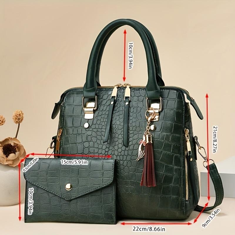 Trendy Versatile 2 Pieces Women Handbag Set Portable Hand Carry Single Shoulder Crossbody Bag For Daily Commute Shopping