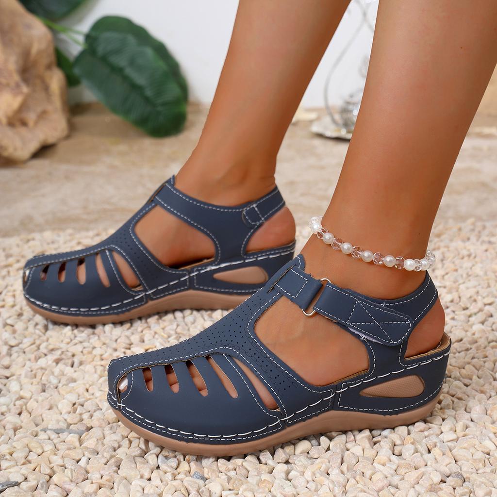 Fashion Sandals Shoes Women Summer Beach Women's Sandals for Women Solid Color Round Head Wedge Casual Comfortable Sandal for Female