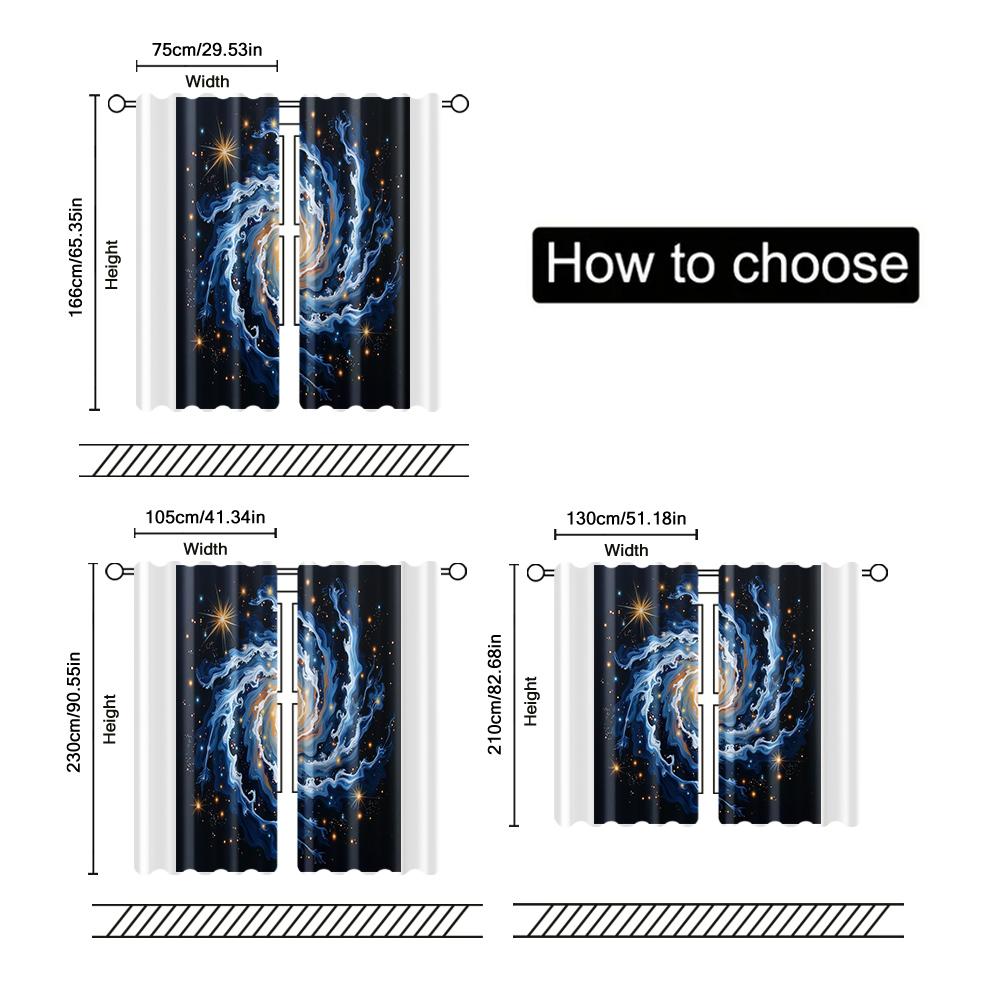 Filtering Curtains Excluding Rods Non Movable Without Batteries Blue Sky Galaxy Use Bedrooms Living Set Of 2 Made Polyester Bedroom Decor