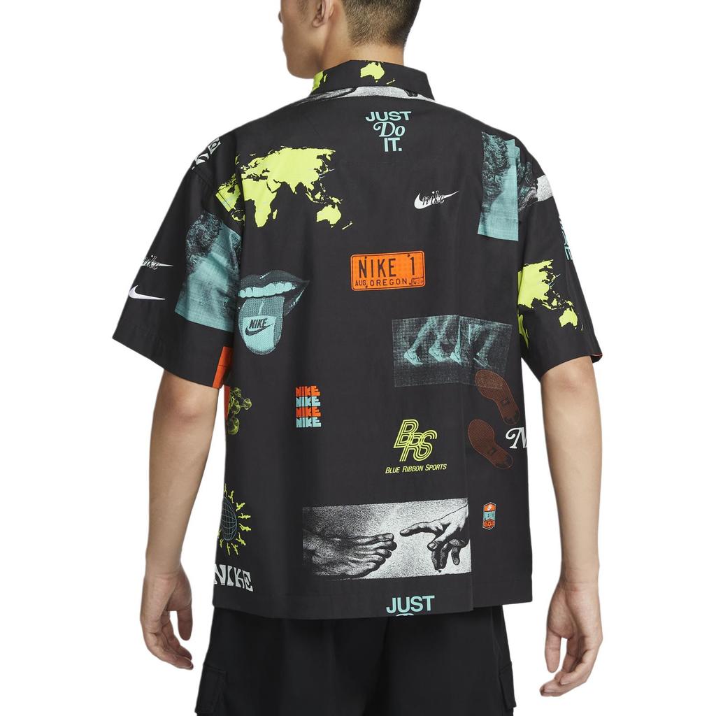 Nike Sportswear Classic Comfortable Printed Short Sleeve Shirt Men shirts Black HM4453010