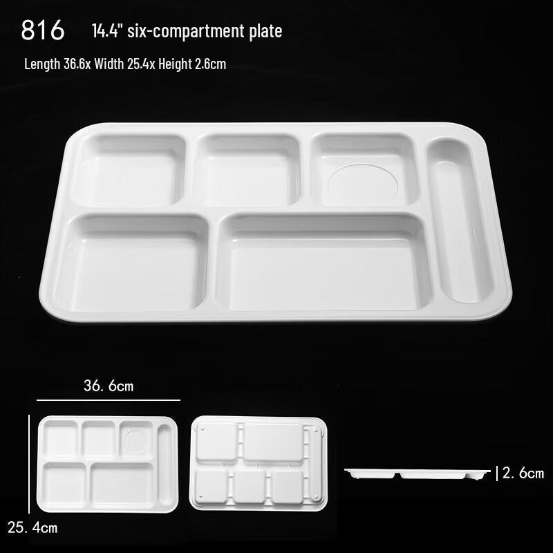 

Fuao A5 White Melamine 6-Compartment Cafeteria Tray