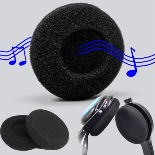 YJRUNFU Replacement Headphone Covers, Ear Pads, 55mm Diameter, Highly Elastic and Durable Sponge (4 Black Ear Cushions)