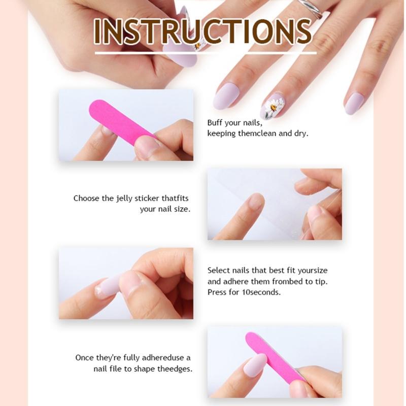 24pcs French Almond False Nail Glossy Star Moon Sun Design Gold Acrylic Full Cover Stick On Nail for Ladies and Girls