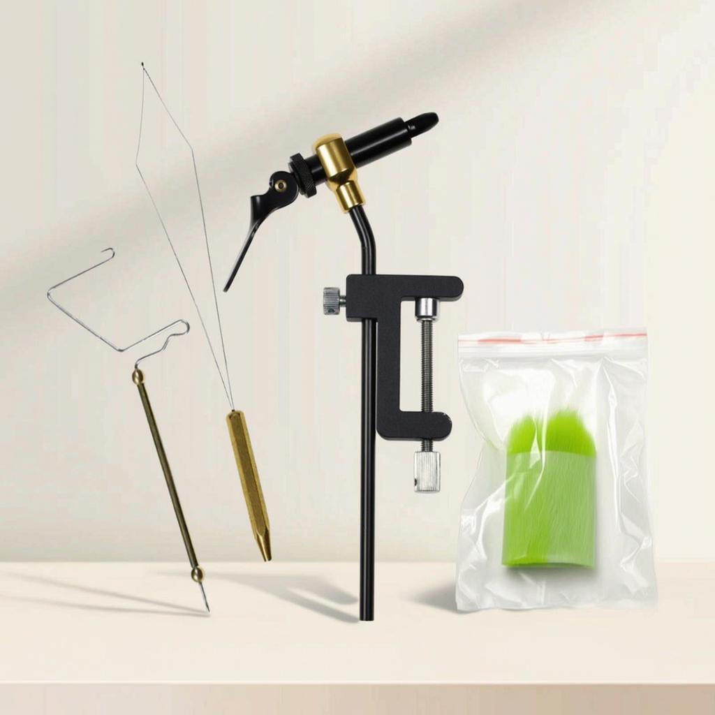 5Pcs Fly Tying Vise Tool Kit Whip Finisher Bucktail Jig Hair Fibers Material Lure Making Fishing