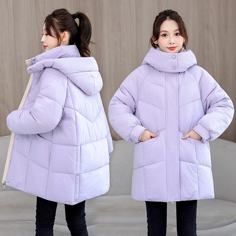 Winter New Hooded Versatile Cotton-padded Clothes Loose Cotton-padded Clothes Medium and Long Thermal Cotton-padded Jackets Women's Trendy Jackets