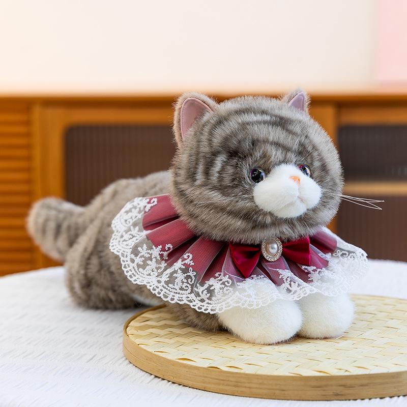 Meowing Plush Cat Doll - Cute Kitten Figurine Toy for Girls