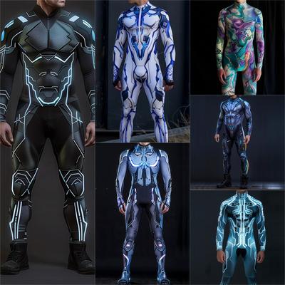 3D Digital Printing Stage Performance Costumes Adults Halloween Events Carnival Theme Party Cosplay Outfit Pretend Game Jumpsuit