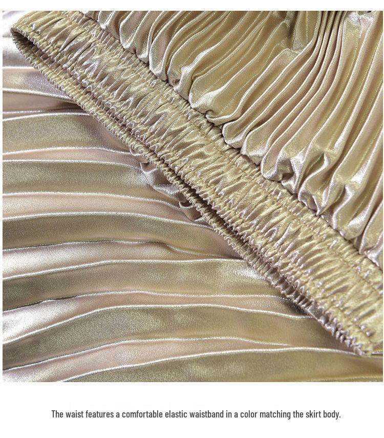 Dámská midi sukně z šifonu s vysokým pasem a plisováním - Červená áčková na léto