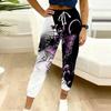 Summer Ladies Geometric Pattern Print Sweatpants Loose Fit Drawstring Joggers Elastic Cuff Daily Casual Pants