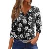 Women's T Shirt Print Button 3/4 Sleeve Daily Weekend Fashion Basic V- Neck Regular Top