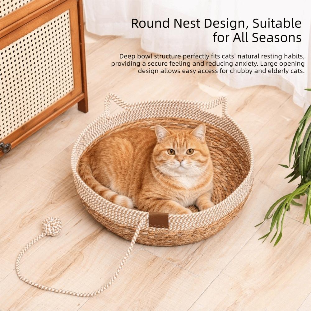 Wear-Resistant Woven Cat Nest Round Cat Scratching Baskets Pet Mat Dog Sleeping Bed Nail Trimming