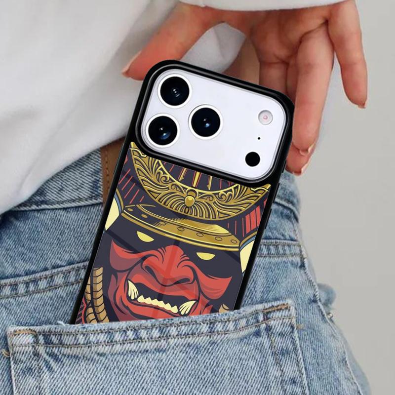 Samurai Mask Helmet Soft Phone Case for iPhone 17ProMax 12 13 14 15 16e 17 Pro Max Plus Air Cover