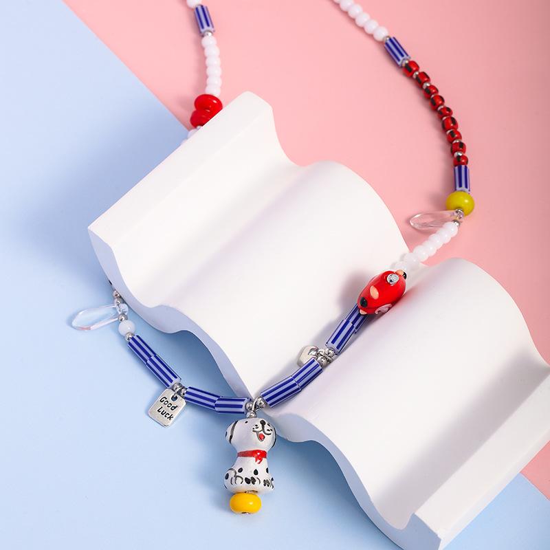 Korean Style Fashion Ceramic Animal Necklace: Cute, Versatile, Light Luxury Clavicle Chain for Women