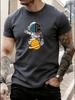 Astronaut Saturn Men'S Short Sleeve T-Shirt Top, Summer New Adult Round Neck Top, Fashionable Individual Semi-Mechanical Space Person Print Design