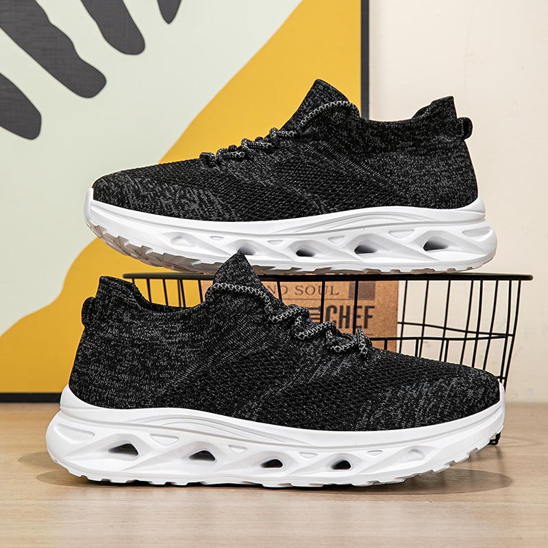 Wide-Footed Large-Size Men'S Shoes Sports Fly-Woven Mesh Shoes Breathable And Lightweight Soft-Soled Travel Walking Shoes Men