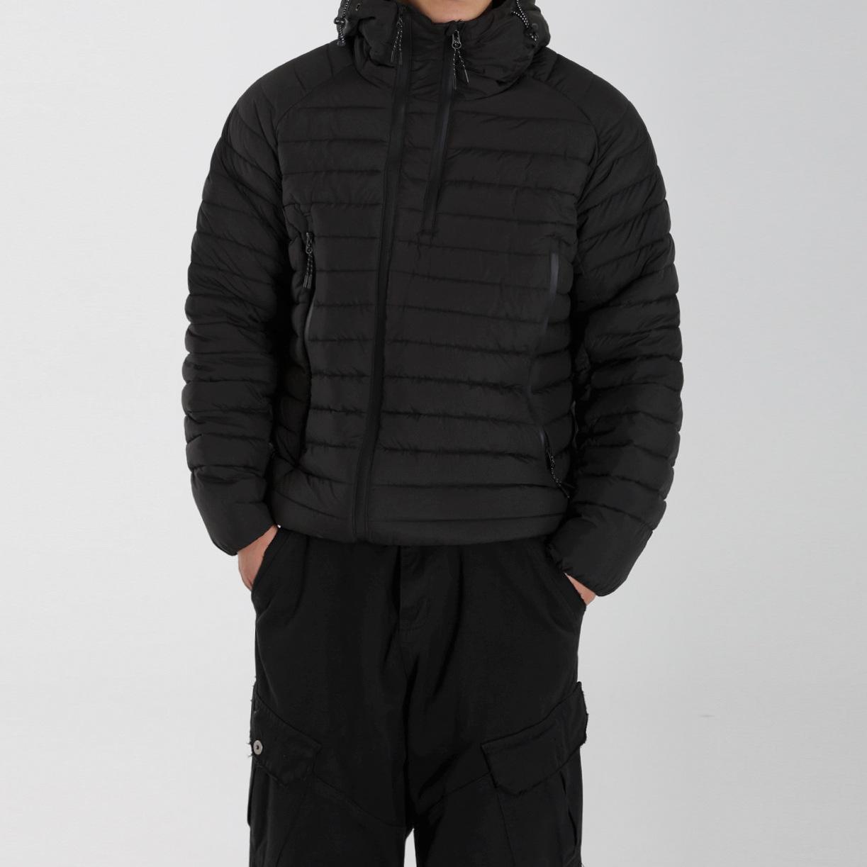 BJ Design Men s Korean Style Ribbed Hooded Cotton Jacket: Winter Warmth & Loose Fit Large