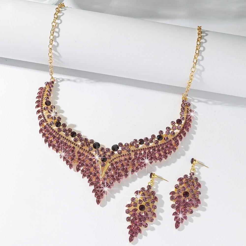 Exquisite Necklace Earring Set Fashion Clavicle Chain Europe America Style Jewelry Set  Women