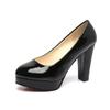 Fashion Comemore Round Toe Slip-On Square Heeled Pumps High Heel Patent Leather Ladies Zapatos Mujer 2025 Plus Size 43 Women Dress Shoes
