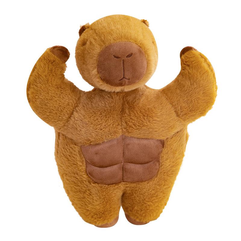 

Capybara Muscle Plush Doll Cute Muscular Plushie Stuffed Toy Kawaii Cartoon Strong Animal Pillow for Boy Girlfriend Gifts 38cm коричневый