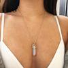 Pendant Necklace Faux Crystal Stone Decorative Chain Metal Women Jewelry Accessories