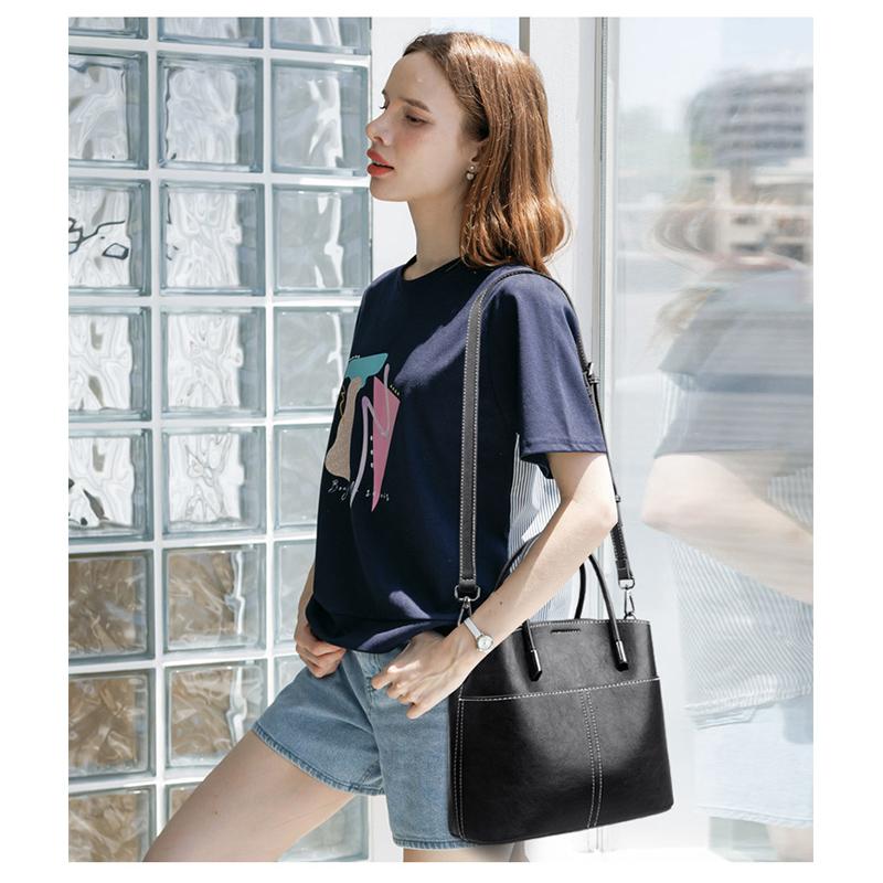 Oily Wax Leather Handbag Niche High-end Commuter Shoulderbag Female Large-capacity Messenger Bag