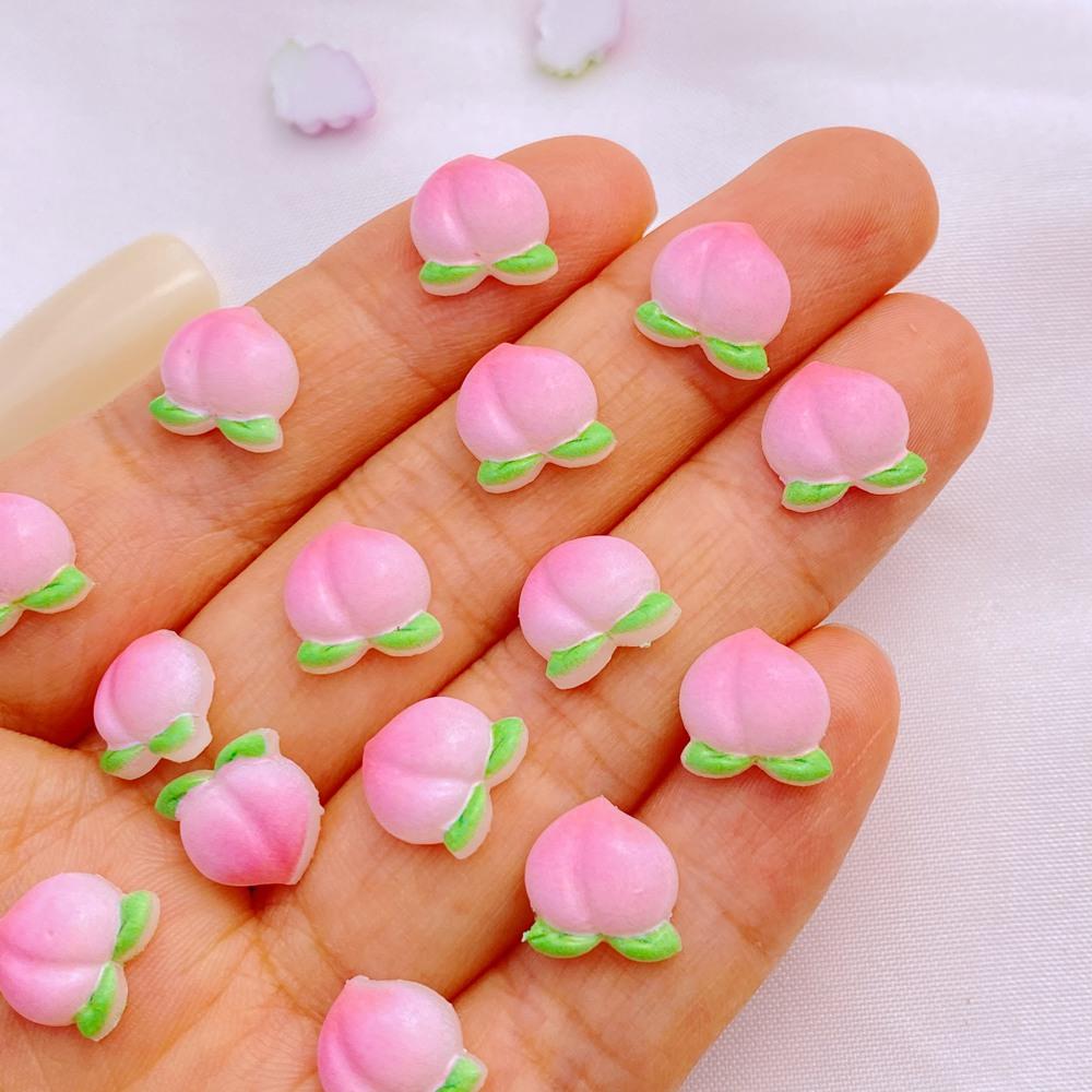 50Pcs New Cute Resin 8-12mm Mini Cherry Watermelon Fruits Series Flat Back Manicure Parts Embellishments For Hair Bows
