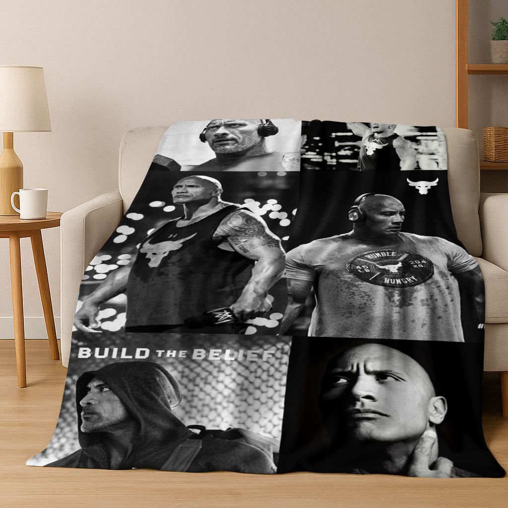 Strong The Rock Dwayne Johnson Art Flannel Blanket,Cozy Soft Throw Blanket for Home Bedroom Bed Sofa Picnic Office Cover Gift
