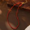 Banyan Tree S925 Silver Red Agate Beaded Necklace - Handmade Chinese Retro Clavicle Chain for Women