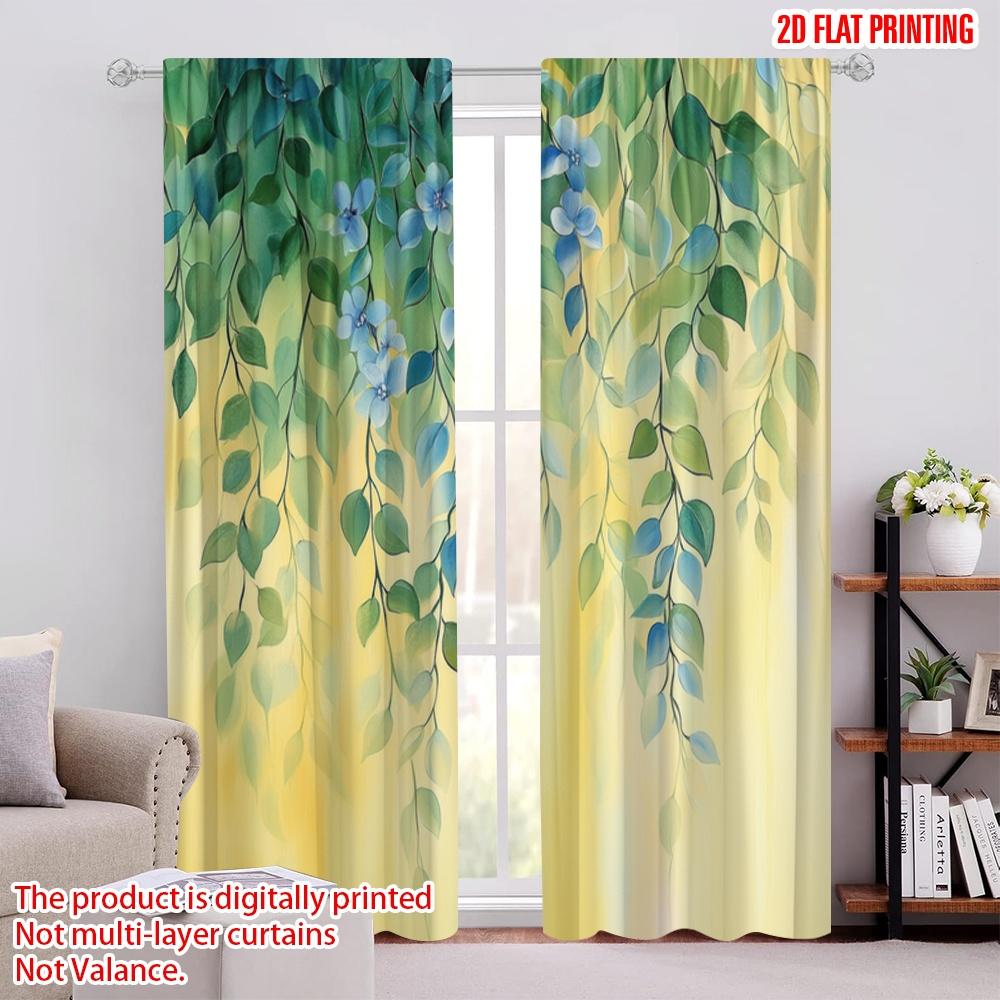 

2 шт., шторы с 2D-печатью, узор «Зеленый каскад», тканый полиэстер (без удилища) Украшения для интерьера Ldeal для дома и офиса 52.50 × 116.00 cm 2 pcs