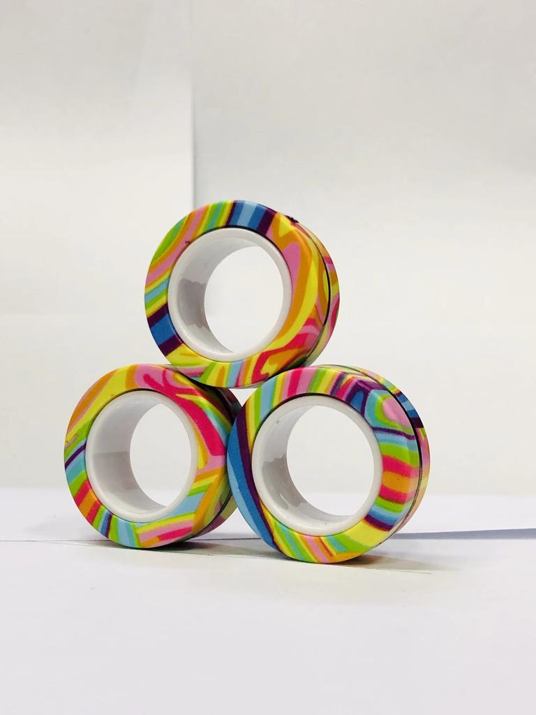 3pcs Magnetic Rings Spinner Fidget Toy Set Finger Magnets Rings for Anxiety Relief Therapy Fidget Pack Gift for Adults Teens Kid