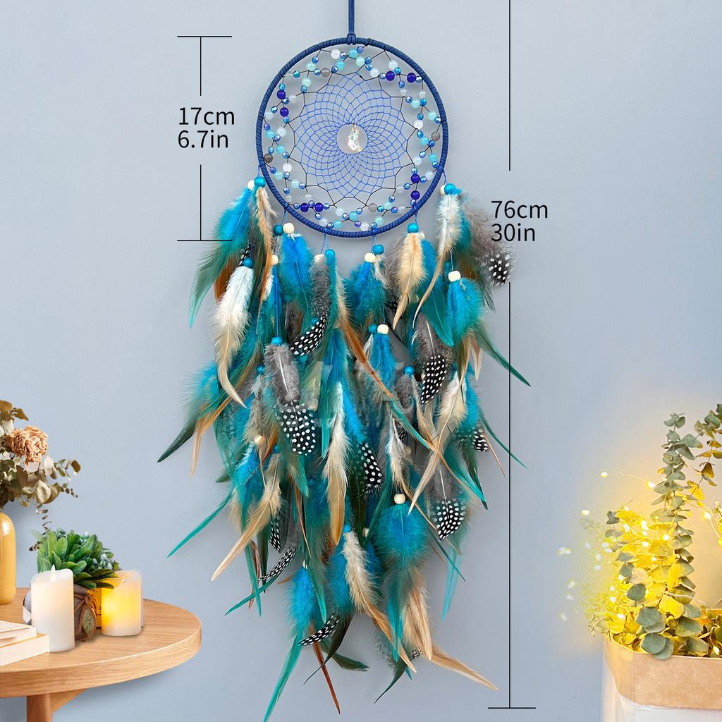 Colorful Feather Woven Atmosphere Decoration Living Room Wall Ornaments Bedroom Home Agate Dream Catcher Net Decorations