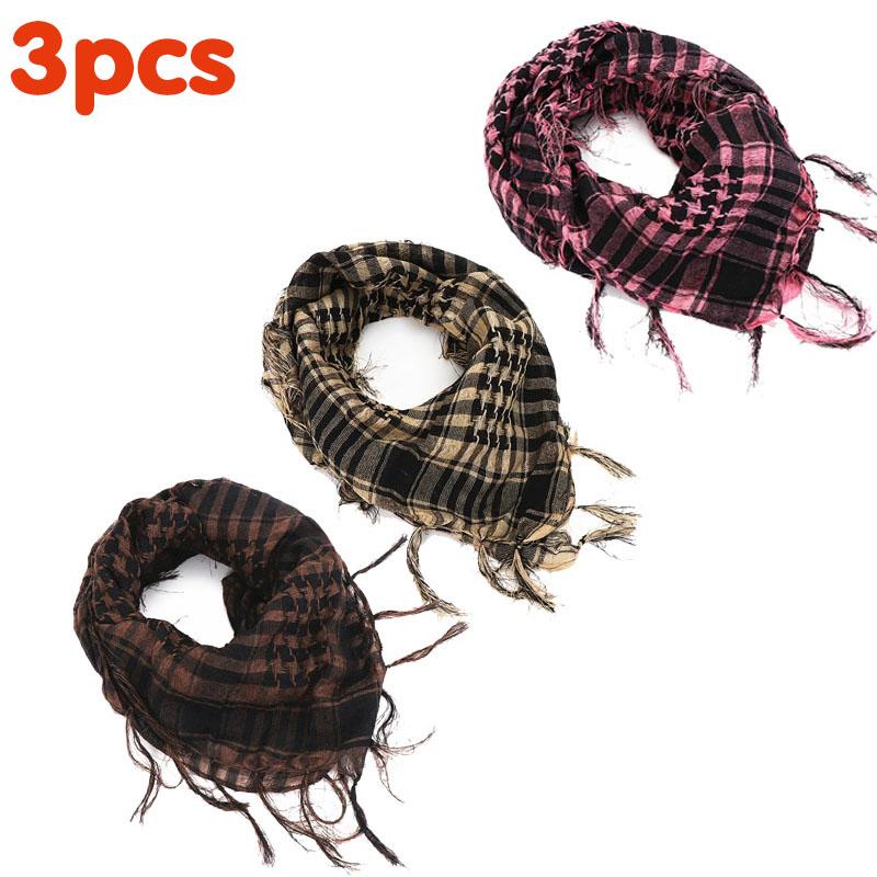 134Pcs Unisex Lightweight Plaid Fringed Arabian Desert Scarf Soft Tactical Scarf Men Ladies Turban Shawl Airsoft Pain