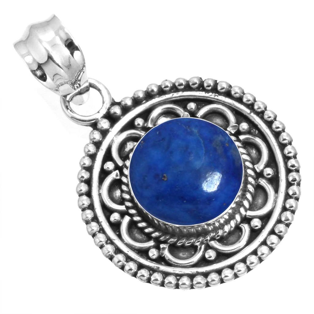 925 Sterling Silver Pendant Women Gemstone Handmade Jewelry Wedding Gift Blue Green Purple Copper Turquoise Pearl Lapis Mother Of Pearl Vintage