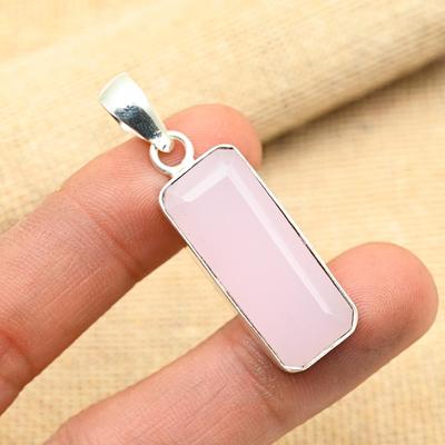 Rosa Chalcedon Edelstein Handgefertigt 925 Sterling Silber Schmuck Anhänger Für Sie