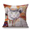 Gold Yellow Lovely Cat Kitten Oil Painting Modern Art Home Decoration Sofa Throw Pillow Case Cotton Linen Square Cushion Cover