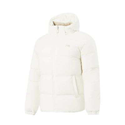 Serie de estilo de vida deportivo Li Ning Chaqueta de plumón cálida con cremallera y capucha Letra Ropa exterior para hombre AYMV585-1