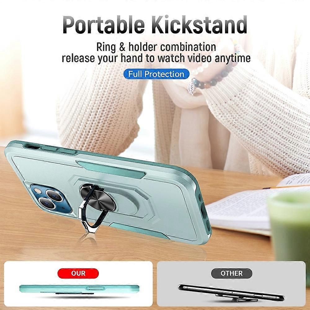 For iPhone 14 Plus Ring Kickstand Heavy Duty Shockproof Phone Case