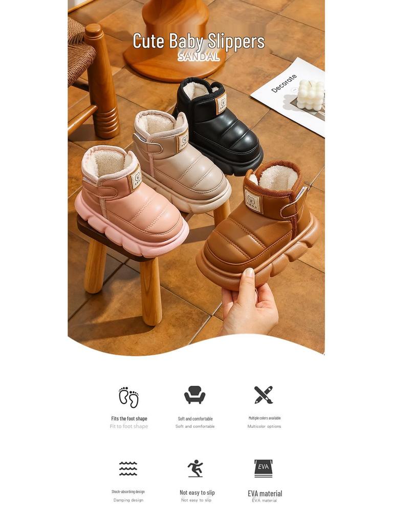 New Autumn/Winter Non-Slip Warm Snow Boots for Kids & Parents - Cute Short Boots for Medium to Large Children