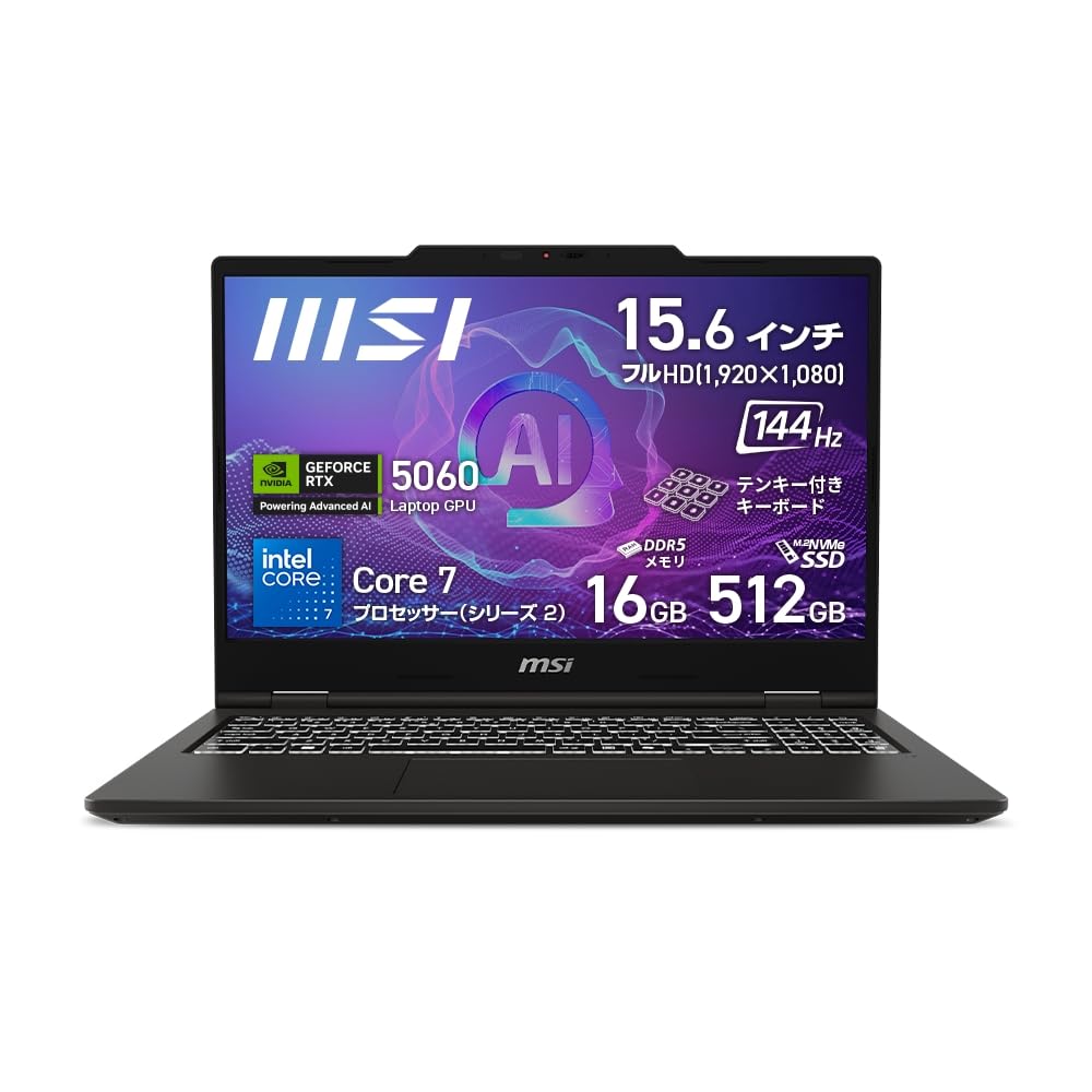Core 7 RTX 5060 MSI VenturePro15 Business Full HD 7 240H 11 Powerful, Large-Screen & Screen Laptop/Gaming Laptop/16GB Memory/512GB SSD/15.6-inch