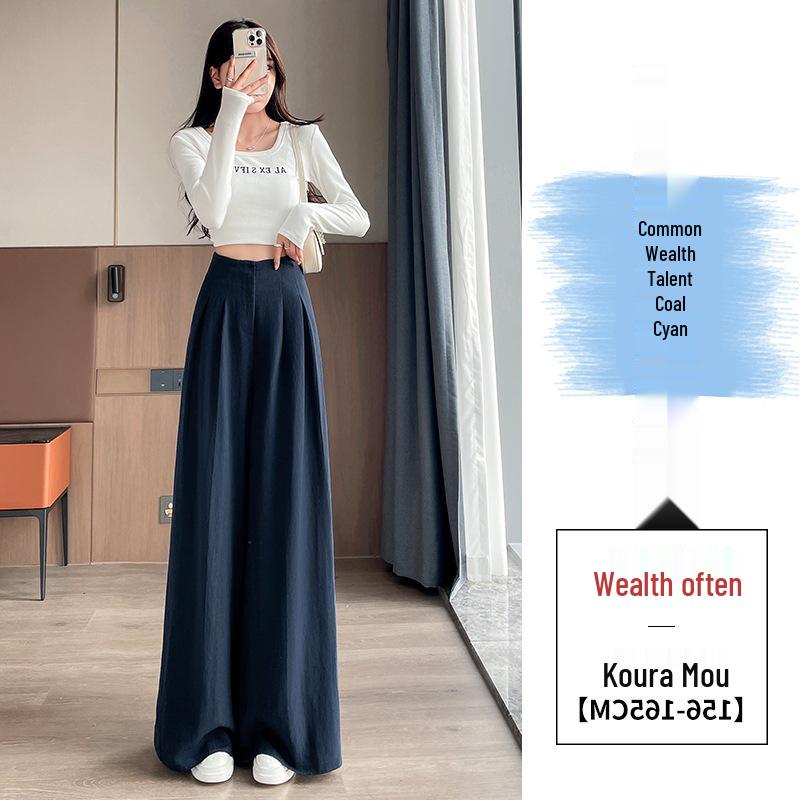 New Spring Women's High Waist Linen Wide-Leg Pants - Floor-Length Casual Yamamoto Style