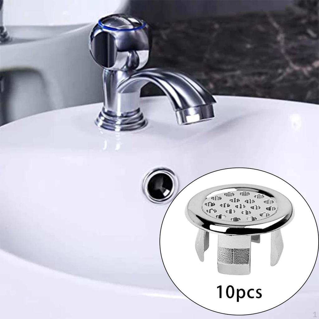 10 Pack Bathroom Sink Overflow Covers, Round Insert Into