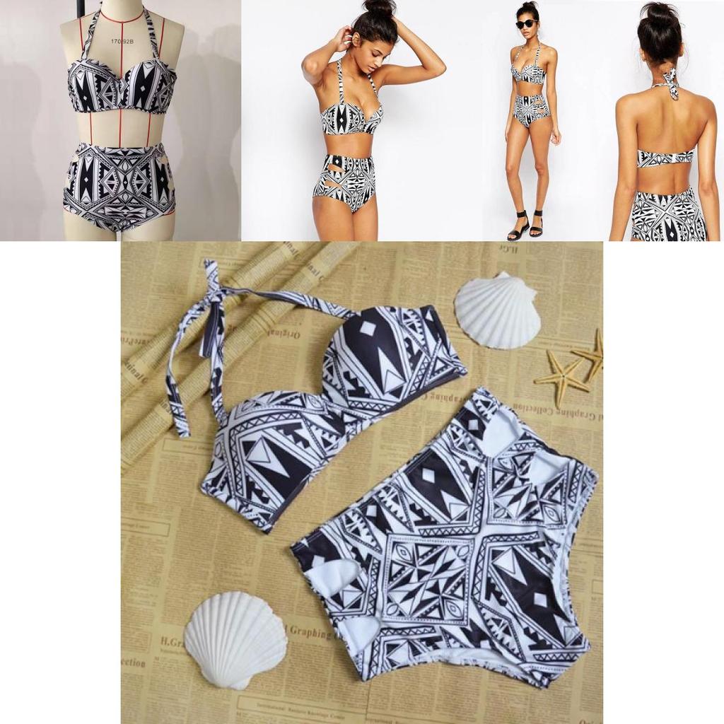 Elegant Retro Polka Dot Women's High Waist Bikini Set Stylish Rose Swimwear