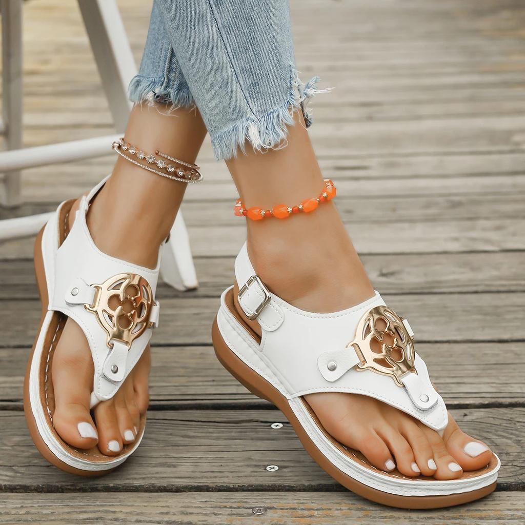 Modische Neue Runde Zehenpartie Clip Zehen Sexy Bequeme Flache Sandalen mit Flachem Mund Sommer Heißer Verkauf Lässige Rutschfeste Damen Sandalen