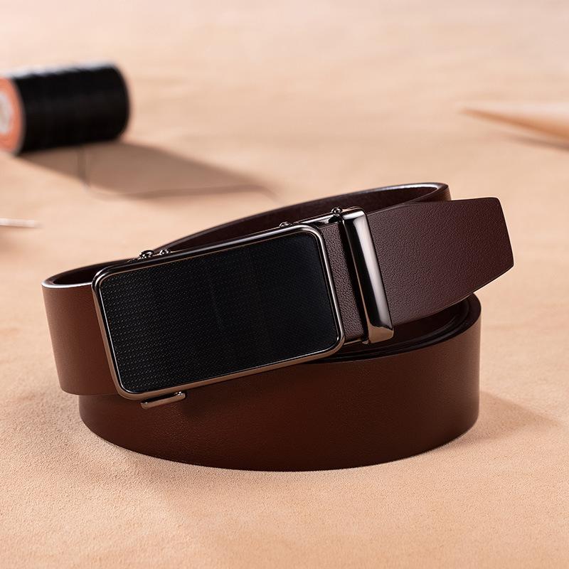 Business Belt Men's Sense First Layer Cowhide Belt Men's Fashion Trendy Men's Automatic Buckle Belt